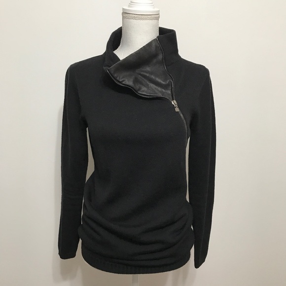 D. Exterior Asymmetrical Zip Collar Turtleneck - Picture 2 of 13
